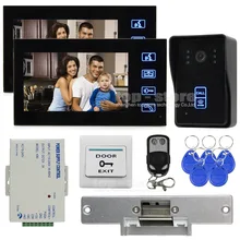 DIYSECUR Videoportero Intercom Timbre de La Puerta Cerradura de Seguridad Kit IR Cámara Del Monitor de 125 KHz Lector RFID