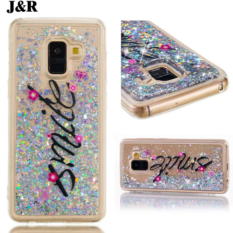 J&ampR Case For Samsung A8 Plus 2018 Soft Glitter Dynamic Liquid Quicksand Silicone TPU Galaxy S9 Cover |