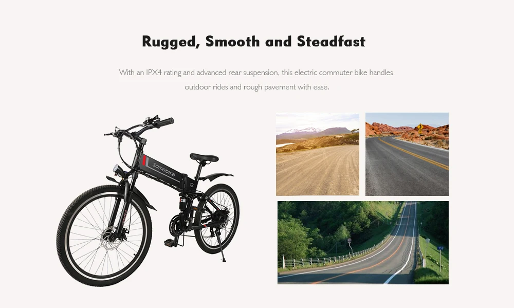 Flash Deal SAMEBIKE LO26 Foldable 26" Electronic Bicycle 48V10AH 350W Off Road Pedal Assist LCD Display Double Disc Brakes EBike E Bike 5