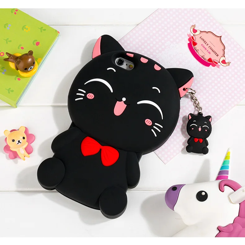 3D Cartoon Cute Lucky Cat Soft Silicone Back Cover For Samsung Galaxy S9 Plus Note 8 s9+ Phone Cases Coque Fundas Capa |