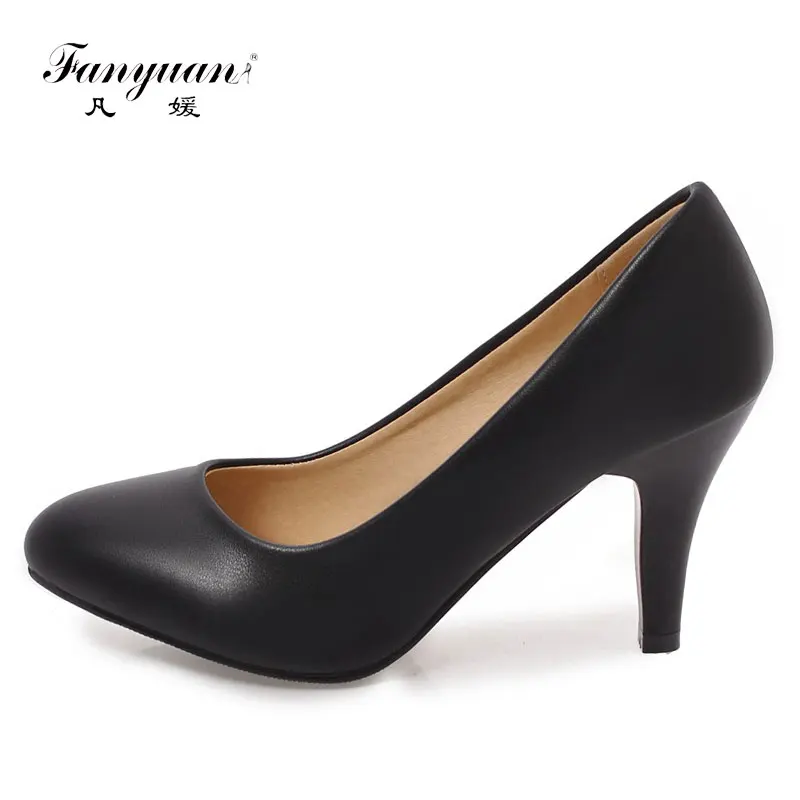 

Fanyuan New 2018 Spring Women Spike High Heels Concise Pointed Toe Shallow shoes Lady Wedding Party Solid Pumps Plus size 32-44