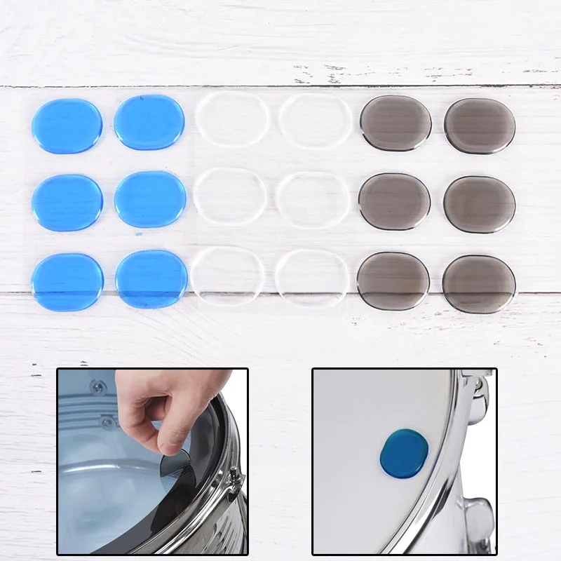 6PCS Snare Drum Mute Pad Drum Damper Gel Pads Snare Tom Drum Muffler Mute Transparent Percussion Instrument Accessories