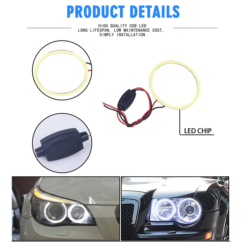 

Car COB LED Halo Ring Angel Eyes Auto Daytime Running Lights DRL Fog Lamp For Ford Focus kia rio bmw e60 e87 e90 scirocco 70MM