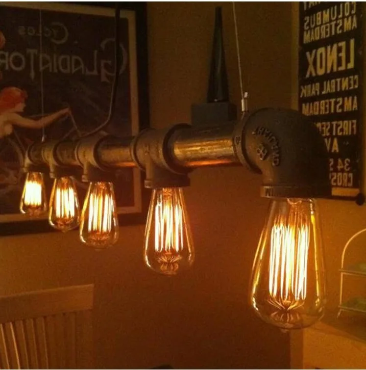 

VIntage Loft Industrial Water Pipe lamp Retro Classic Edison Personalized bar Lighting counter pendant lights for Warehouse