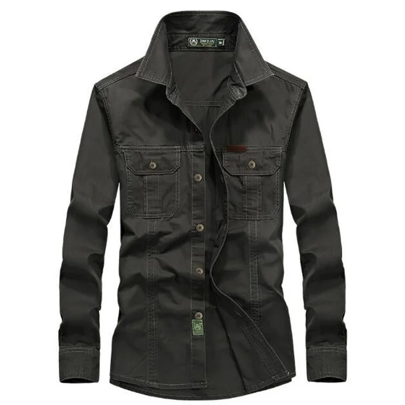  2018 Spring men's high quality military casual brand long sleeve shirt man autumn 100% cotton army 