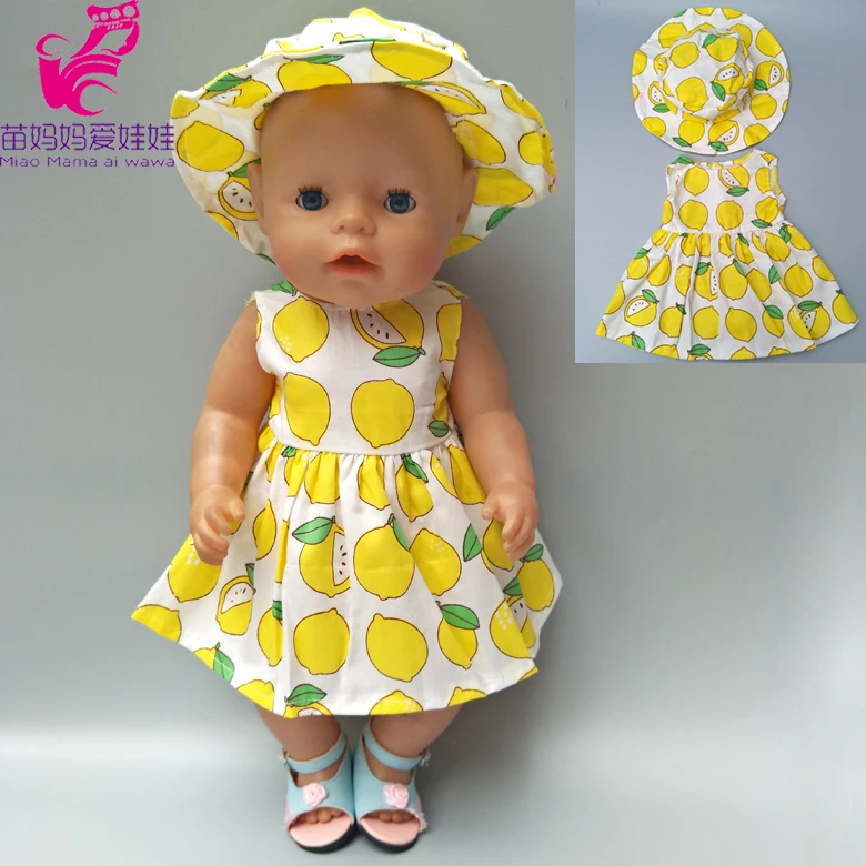 dress for doll  baby dolls yellow dress sunhat for 18 inch girl doll dress hat baby girl birthday gifts