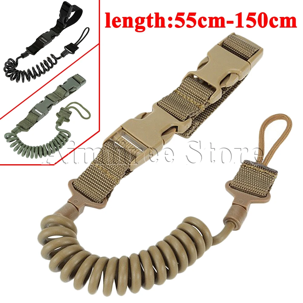 Tactical Elastic Quick Release Secure Pistol Spring Lanyard Belt