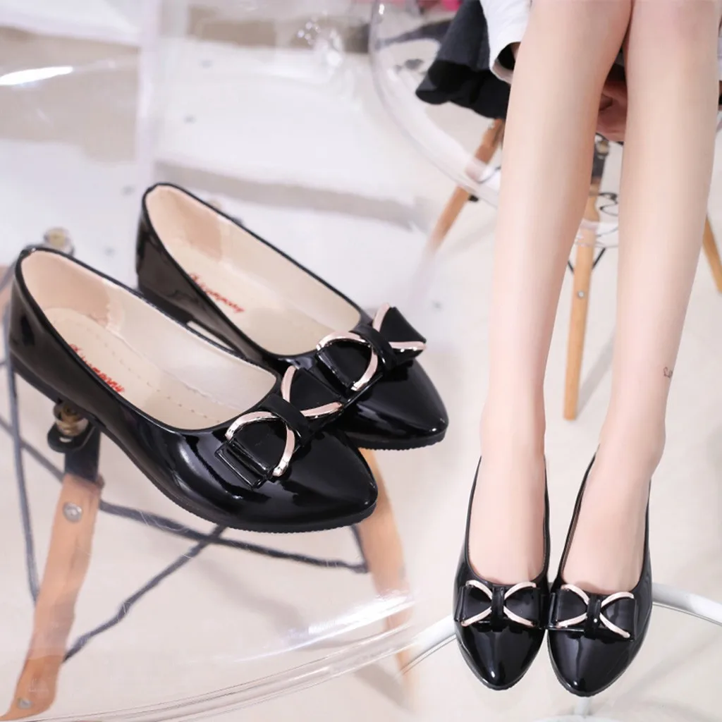 

new platform sandals Women Fashion Metal Bowknot Shallow Single Flat Pointed Toe Casual shoes woman zapatos de mujer #3