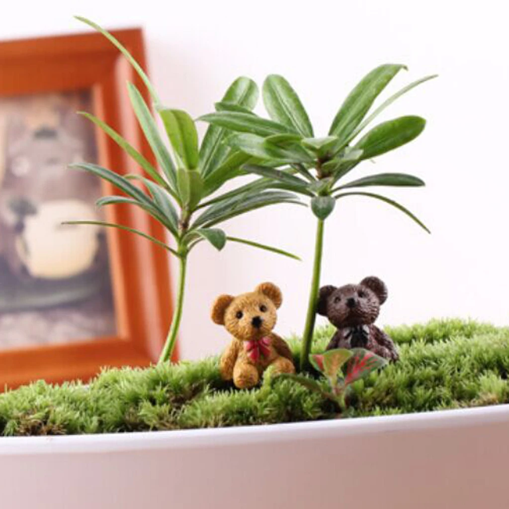 Pack of 10 Resin Generic Miniature Fairy Garden Micro Landscape Mini Dollhouse Bonsai Bear Garden Statues Gardening Decoration