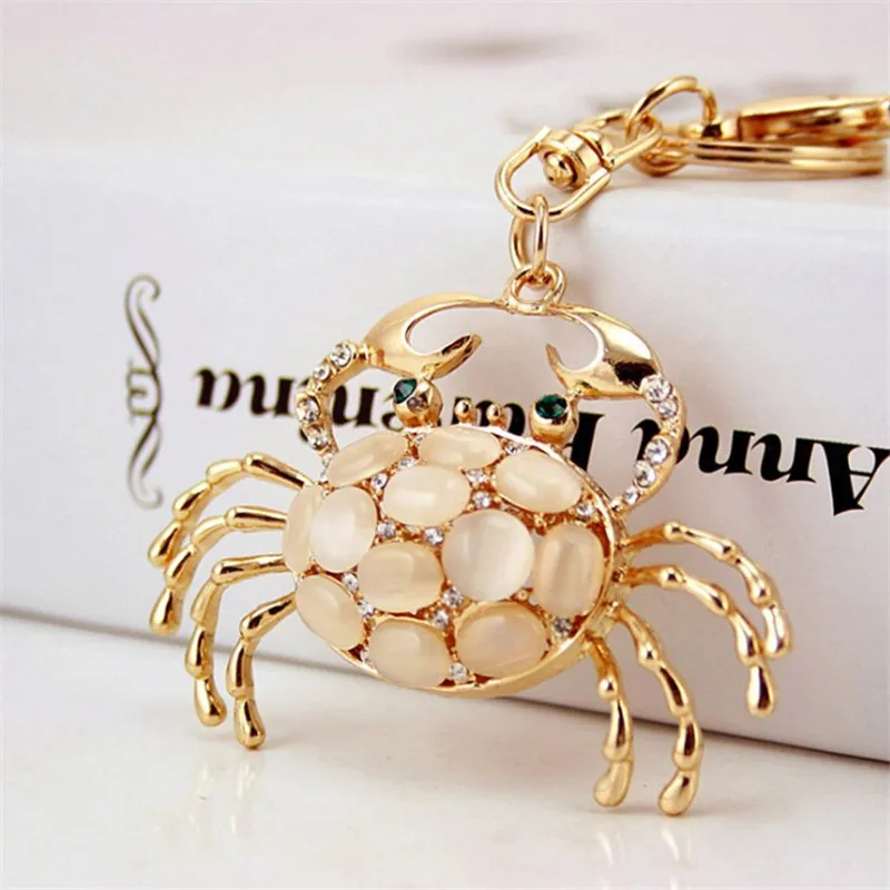 Creative Crab Key Chain Crystal Rhinestone Keychains Cute Animal