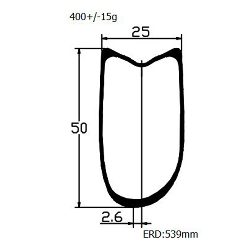 700c карбоновый дорожный диск обод 50x25 мм Асимметричный трубчатый велосипедный обод из углеволокна дорожный ободки дисков велосипед колеса ERD 539 мм 400 г