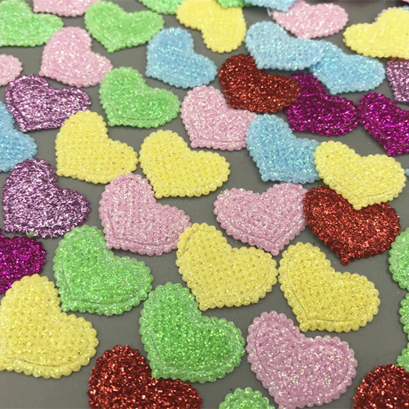 DIY 400X смешанные цвета блестки в форме сердца войлочные аппликации для изготовления карт 20 мм