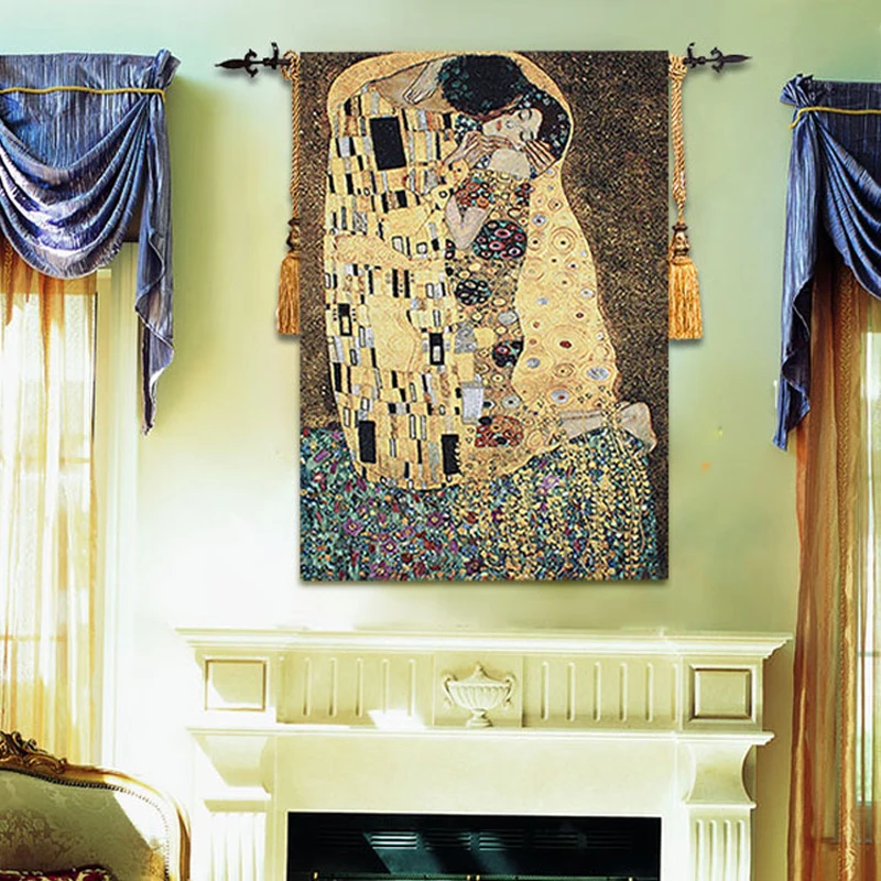 90x140 см Gustav Klimt kiss свадебный подарок символ любви настенный гобелен платье для