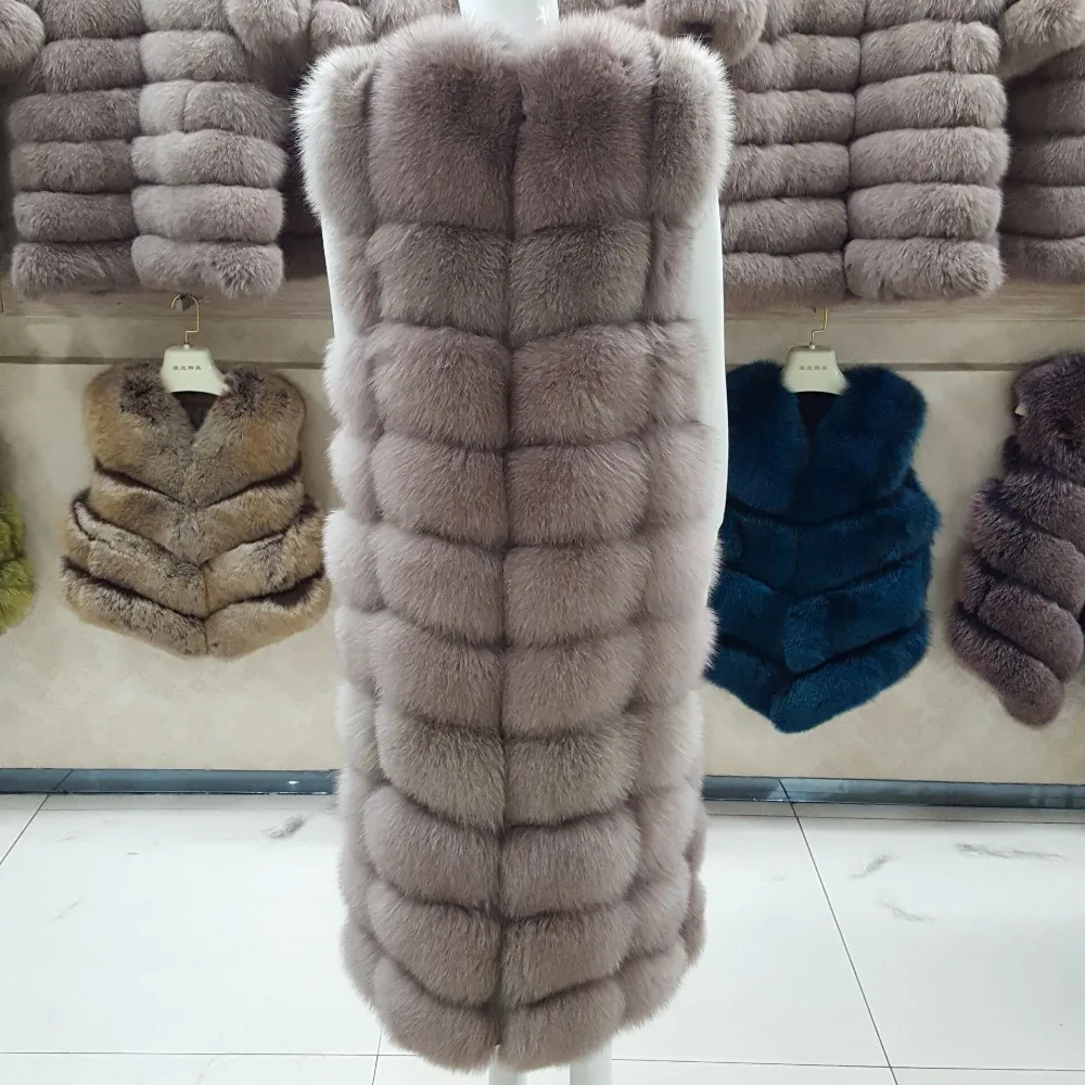 Женская Роскошная куртка из лисьего меха длиной 110 см, в основном подходит для нового жилета-пальто