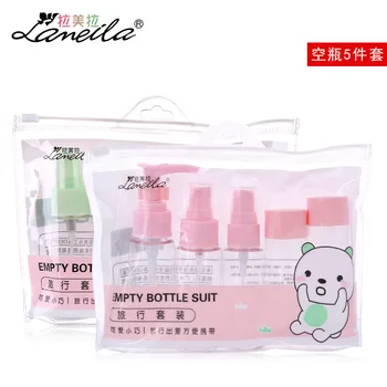 

5pcs/pack Lameila travel empty bottle pink green multifunctional makeup cosmetic tools Empty bottles with pockets LM057
