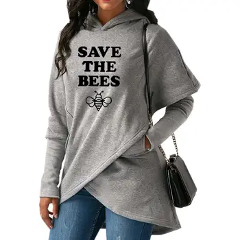 

2018 New Fashion SAVE THE BEES Print Tops Hoodies Women Sweatshirt Femmes Clothings Female Funny Loog Sleeve Sweatshirts