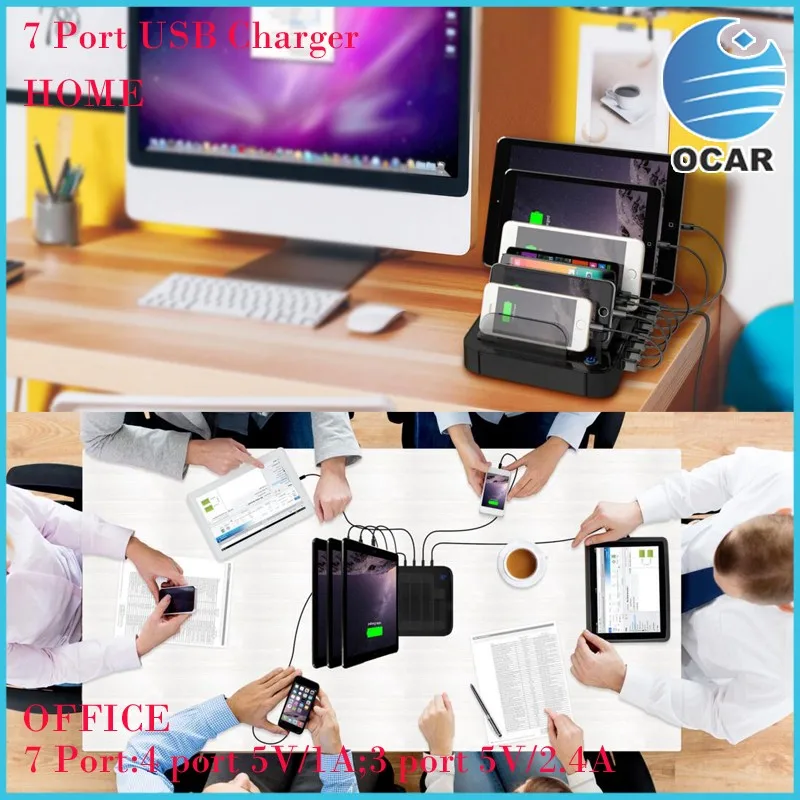 7 ports USB Charger Black 049