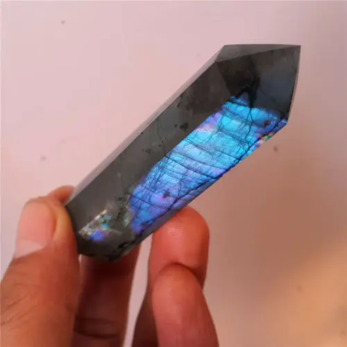 

HOT 49 g Natural labradorite QUARTZ CRYSTAL WAND POINT HEALING