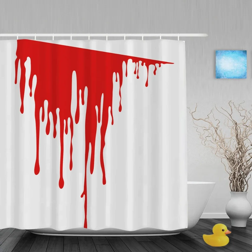 Halloween Dripping Blood Customlized Bathroom Shower Curtain Blood Liquid Decor Shower Curtains