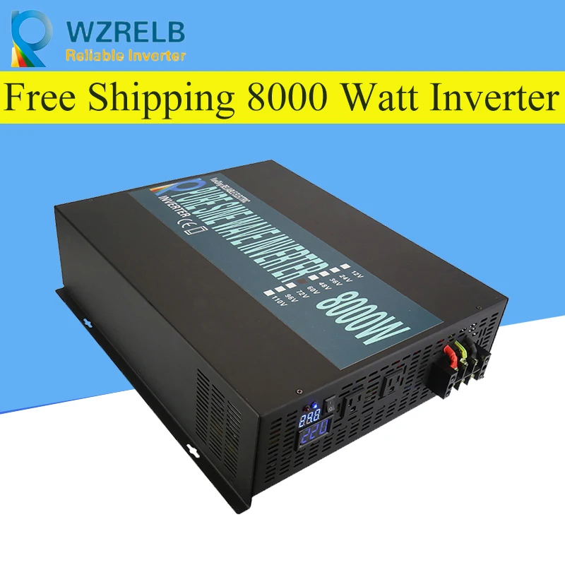 

Peak Full Power 8000W Solar Inverter Pure Sine Wave Inverter Car Power Inverter 12V/24V to 120V/220V DC to AC Voltage Converter
