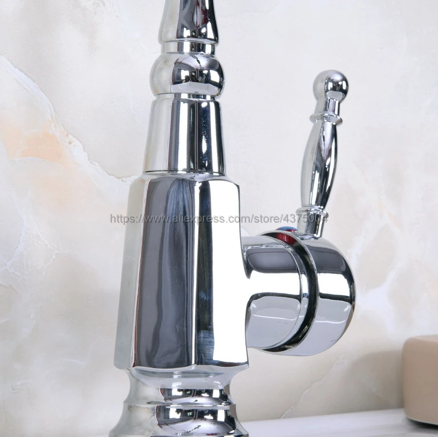 Bathroom Single Handle Hole Hot Cold Water Mixer Taps Wash Basin Bathroom Kitchen Deck Mounted Basin Faucet Nnf925