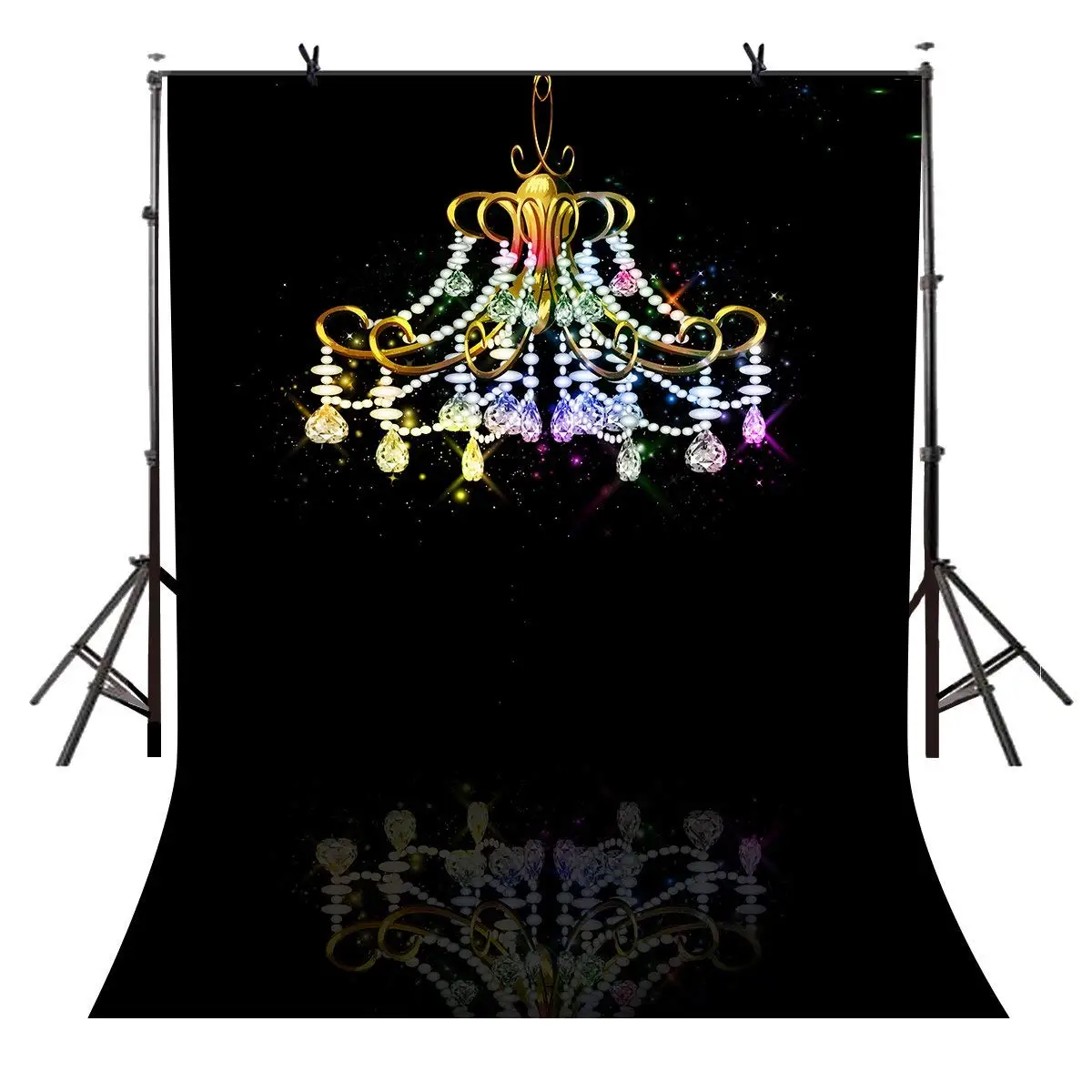 

150x220cm Colorful Chandelier Background Dark Theme Party Photography Background and Photography Studio Backdrop Props