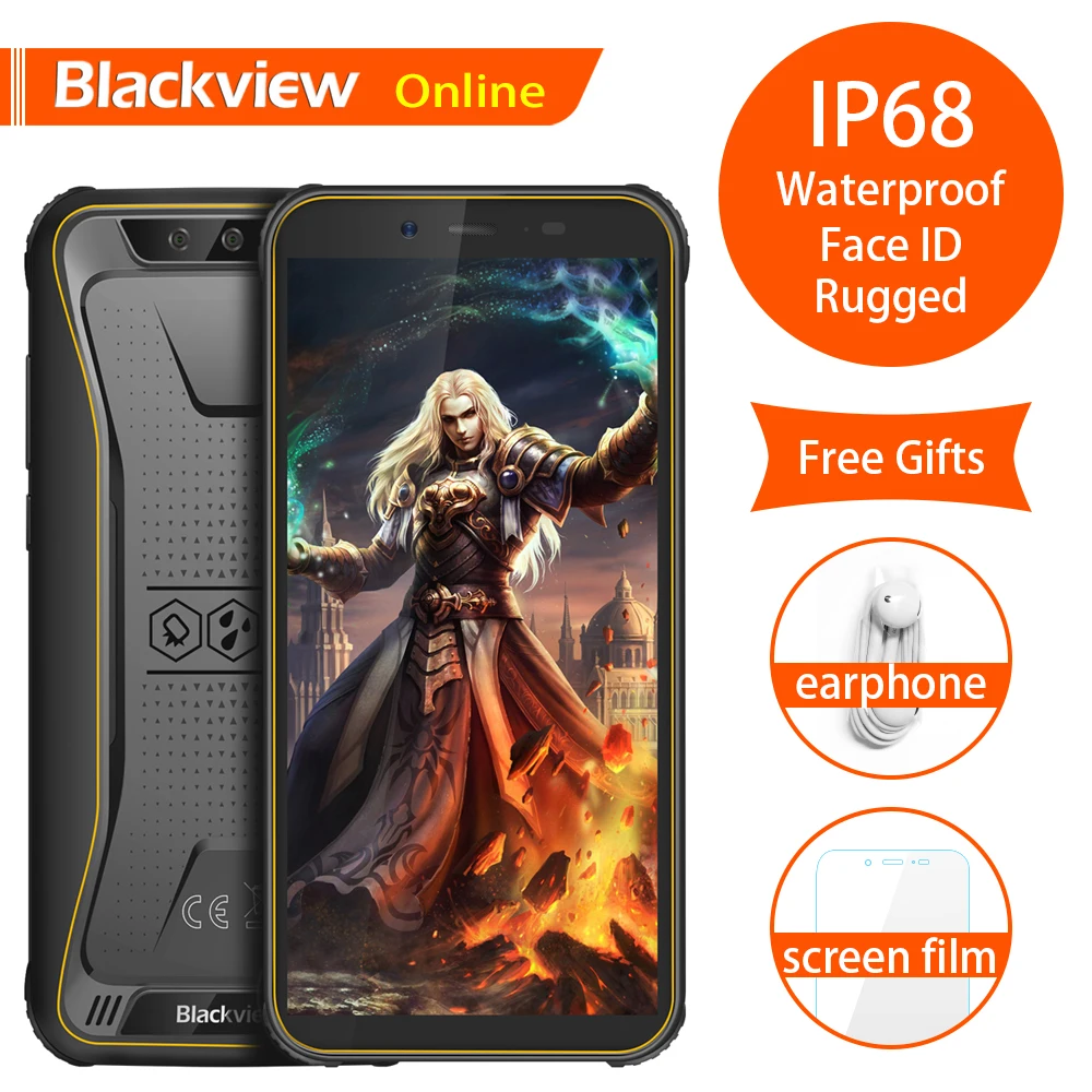 

Blackview Original BV5500 Pro 5.5" IP68 Waterproof Rugged Smartphone 3GB+16GB Android 9.0 Pie 4400mAh Outdoor 4G Mobile phone
