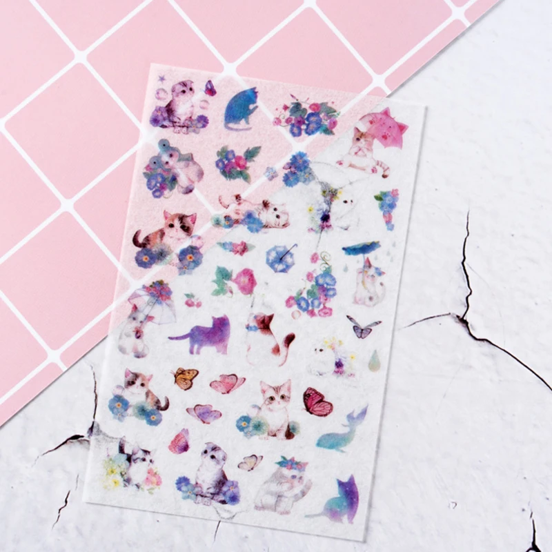 6 шт./партия креативные японские и ветряные кошки DIY декоративные Скрапбукинг наклейки для дневника наклейки в альбом этикетка подарок для детей