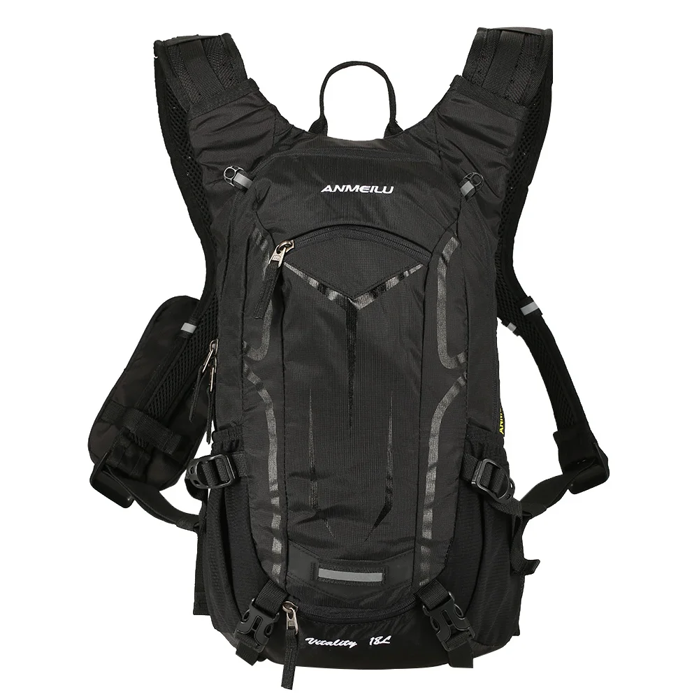 18L мужские и женские сумки для активного отдыха, рюкзак для альпинизма, рюкзак для езды на велосипеде, походный спортивный рюкзак, гидратационная сумка для воды+ дождевик - Цвет: Black 2