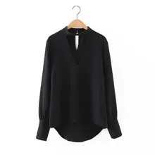 New Limited Tops Blouse Body Women’s Spring And Autumn Wild Color Hollow V Collar Slim Was Thin Shirt With A Jacket Girl
