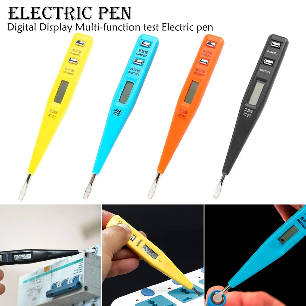

AC DC12-250V Multi-Sensor Electrical LCD Display Voltage Detector Test Pen Digital Test Pencil Multifunction Random Color