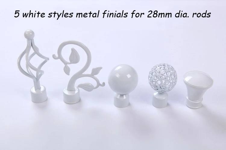 5 white metal finials
