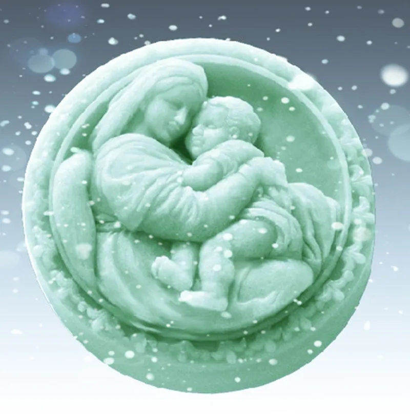 

Mother Holding Baby Love Round Shape Mould Handmade Craft Soap Making DIY Soap Silicone Mold