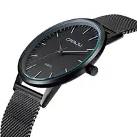 Top Brand Luxury Men's Watches Casual Black dial ultra thin stainless steel Mesh strap quartz watch men clock male gift