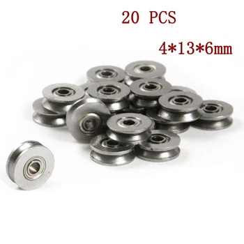 

Free shiping 20pcs Metal V Deep Groove Ball Bearing 4*13*6mm Sealed Guide Line Wire Track Pulley Rail Ball Bearing Hardware