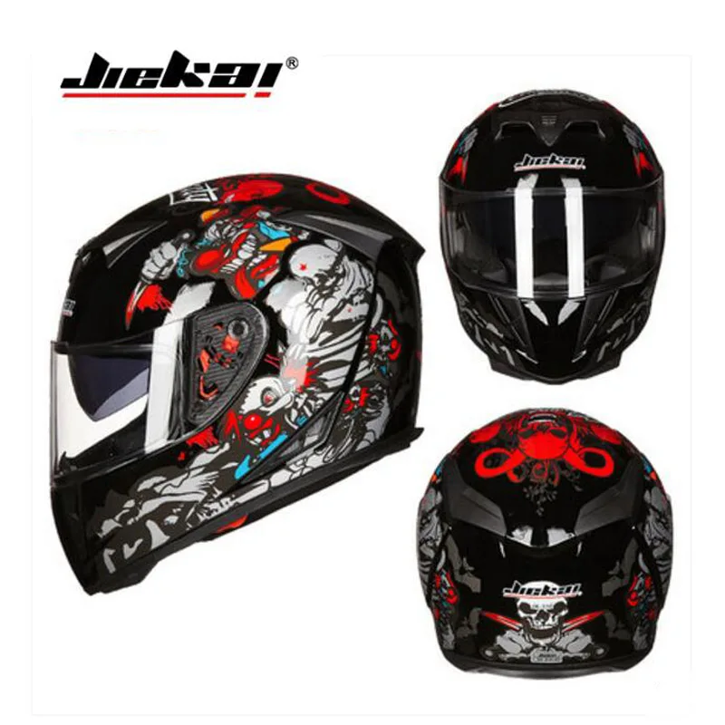 2018 Winter New JIEKAI Full Face Motorcycle Helmet Double Lens Motorbike Helmets of ABS PC Visor size M L XL XXL 4 colors | Автомобили и