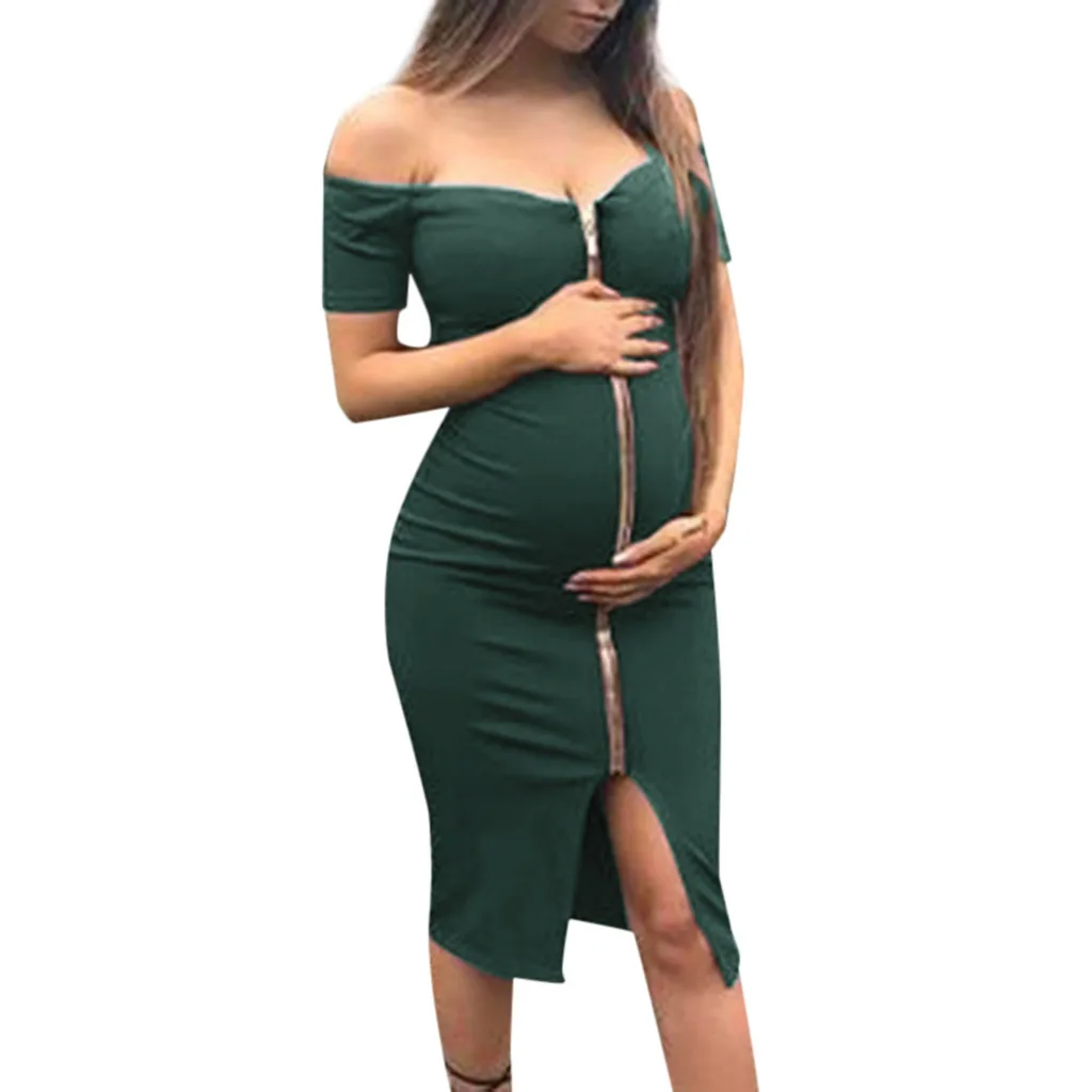 Женская одежда для беременных с коротким рукавом, на молнии, сексуальная одежда для беременных и матерей после родов, элегантное женское платье enceinte gravida