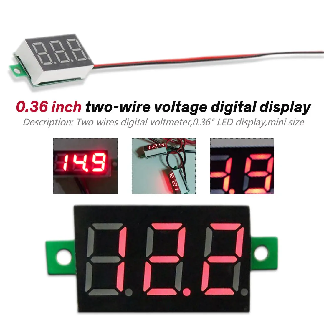 0,36 дюйма Красный светодиодный дисплей мини цифровой 4,5 v-30 v вольтметр тестер Напряжение метр для вольтметр Для электромобиля или мотоцикла