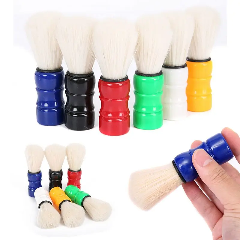 Mayitr 1pc Men's Plastic Handle Beard Mustache Cleaner Barber Shaving Brush Random Color For Salon Barber