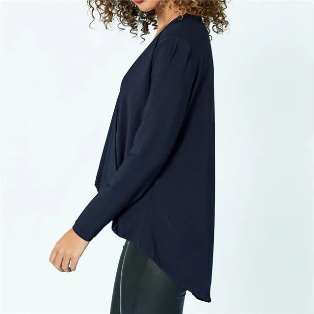 Fashion Women Long Sleeve Solid Blouse. Loose V neck Shirt Ladies Tops 3