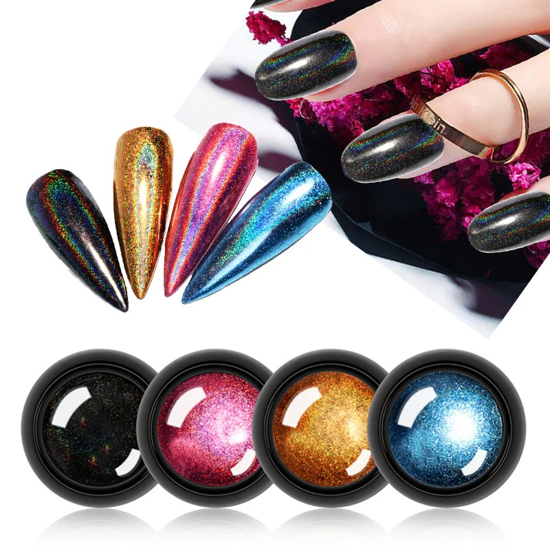 

0.3g High-grade Rainbow Holographic Nail Glitter Powder Mirror Effect Pigment Dust Laser Chrome Powder Manicure