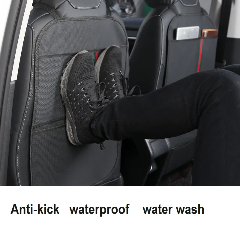 

Car Seat Chair Back Anti Kick Mat Black Protection Seat Keep Clean From Children Pet Storage Bag Pockets Bag Auto Accessories