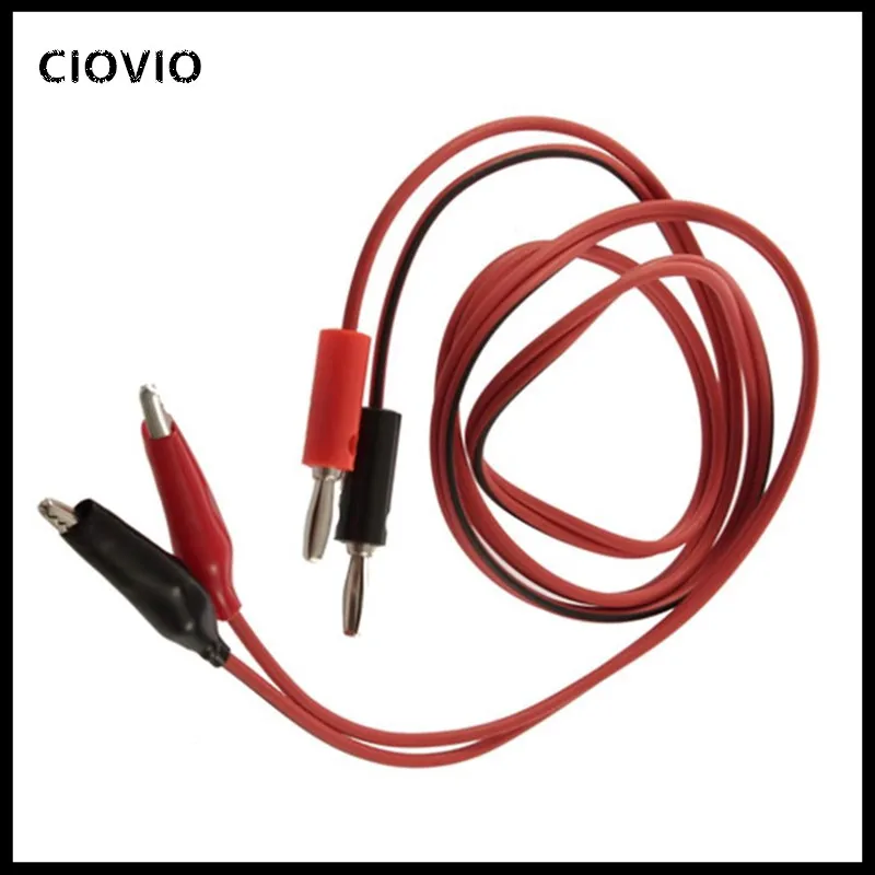 1M Alligator Cilp to AV Banana Plug Test Cable Lead Connector Dual Tester Probe Crocodile Clip for