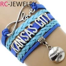 Custom Friendship Bracelets Promotion For Promotional Infinity Love Kcroyals Sports Team Bracelet Yellow Blue Wristband Customize Friendship Bracelets