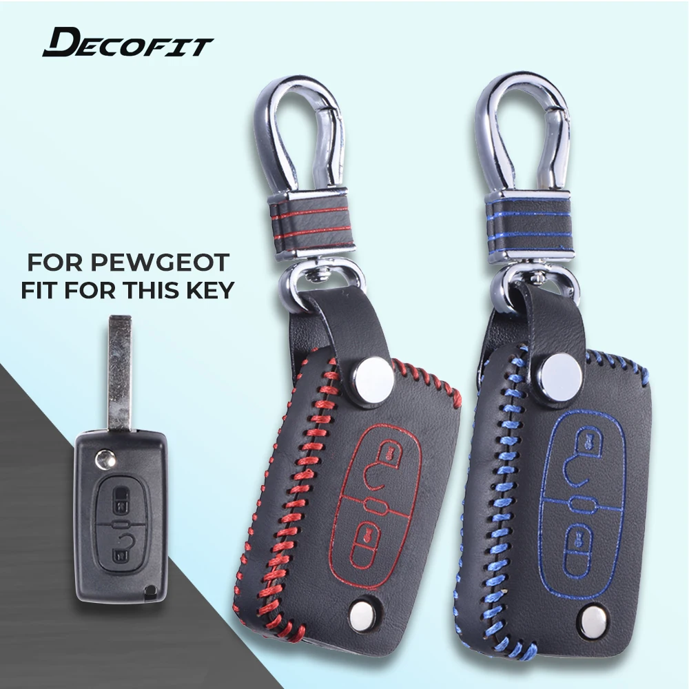 

Top Leather Key Cover for Citroen C2 C3 C4 C4L C5 C6 Xsara Picasso Quatre PEUGEOT RCZ 206 307 308 407 408 case Keychain Keybag