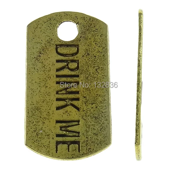 Free shipping!!!Zinc Alloy Message Pendants Womens Jewelry Rectangle antique gold color plated with letter pattern nickel | Украшения и