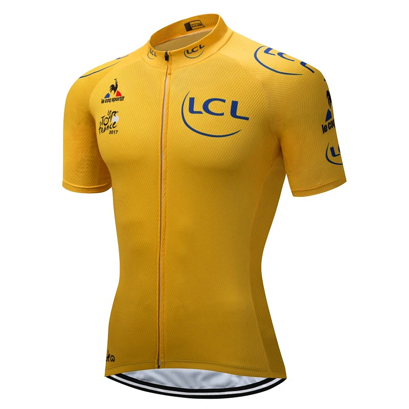 

Summer Short Sleeves Bike Team Cycling Jersey Yellow Color Breathable Material Quack Dry Racing Clothing
