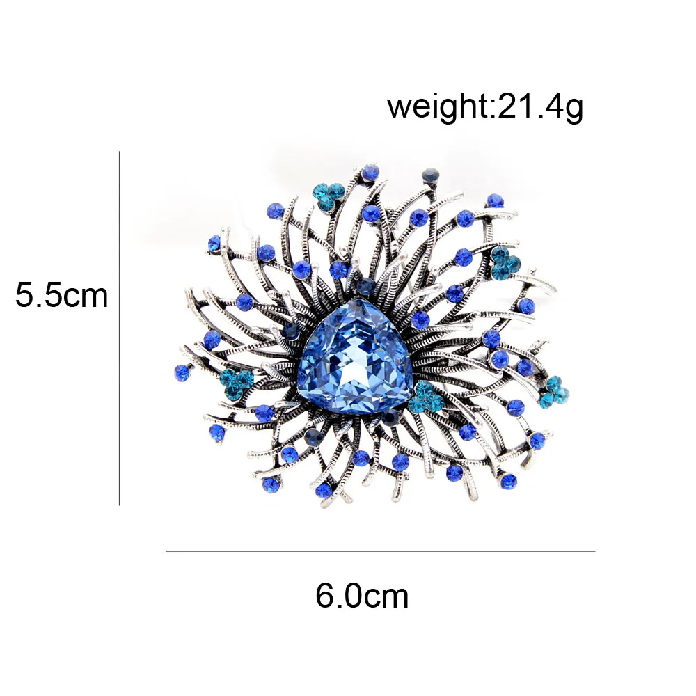 Женская брошь в виде цветка CINDY XIANG, роскошное украшение со стразами и большим кристаллом, элегантный аксессуар для пальто, жакета, пиджака, доступно 2 цвета, отличное качество