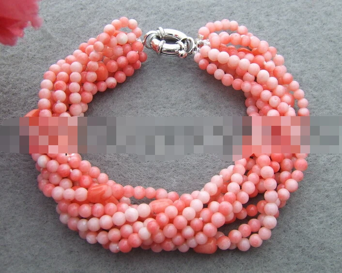 

09544 9Strds Pink Coral Bracelet