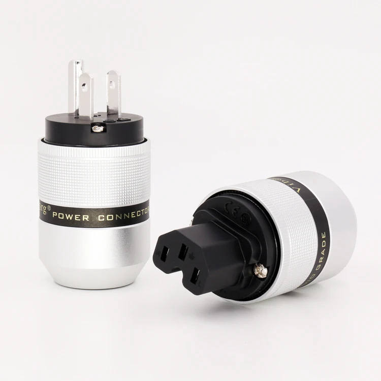 one pair Rhodium Plated US AC Power Plug pure Copper US plug & IEC for